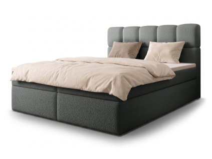 MASSIMO kárpitozott boxspring franciaágy 140x200 - világosszürke