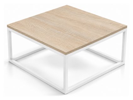 biely kovový stolík dub sonoma belten