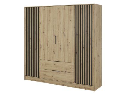 NELLY 4D gardróbszekrény - artisan tölgy / fekete