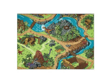 Szürke-zöld csúszásmentes szőnyeg Dino World
