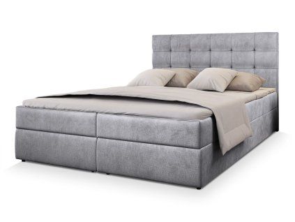 GLOS szürke ágyneműtartós boxspring ágy 180x200