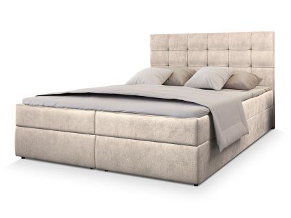 GLOS krémszínű ágyneműtartós boxspring ágy 140x200