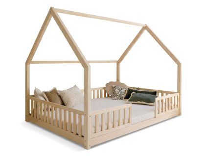 BIANCO Duo borovi leesésgátlós házikó ágy 140x200