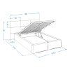 DONY kárpitozott ágy ágyneműtartóval 120x200  - krémszínű