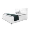 LEILA ágyneműtartós kárpitozott boxspring ágy matraccal - fehér