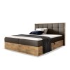 WOOD 1 ágyneműtartós kárpitozott boxspring ágy matraccal - barna Paros