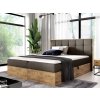 WOOD 1 ágyneműtartós kárpitozott boxspring ágy matraccal - barna Paros
