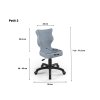 PETIT fehér - kék ergonomikus forgószék méretei