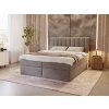 MAGIC szürke kárpitozott boxspring ágy magas háttámlával