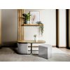 DUAL ovális dohányzóasztal puffokkal szürke puffokkal