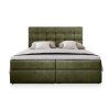 GLOS olivazöld boxspring ágy 160x200 magas steppelt ágytámlával