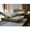 GLOS olivazöld boxspring ágy 140x200 felnyitható ágyneműtartóval