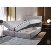 GLOS szürke boxspring ágy 140x200 felnyitható ágyneműtartóval