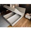 DASTOR szürkés-bézs boxspring ágy 140x200 ágyneműtartóval