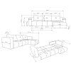 MODI III téglavörös ágyazható L alakú ülőgarnitúra méretei